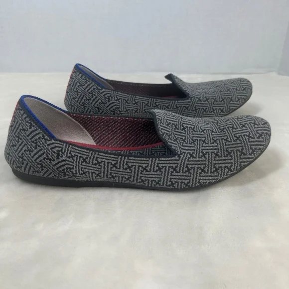 Rothy's The Loafer Women's sz 7 Gray Charcoal Grid Retired Flats